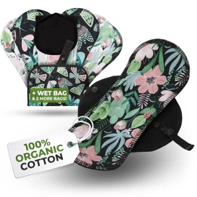 Image of EcoComfort Organic Cotton Reusable Panty Liners for Women &amp; Teens (MEDIUM, 7 Pack); High Temp Washable Cloth Liners; Stay Fresh Dry, Daily Vaginal Discharge Only; 100% Breathable (no PUL)