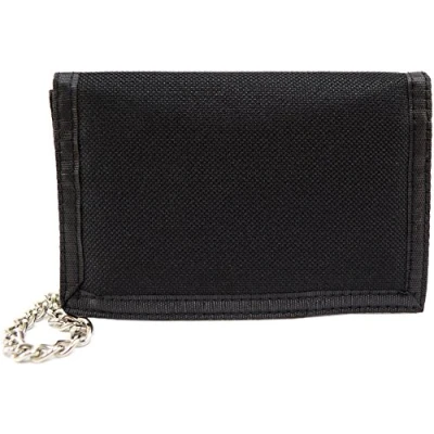 Image of Mens/Boys/Childrens Canvas Style Ripper Wallet with Key Chain Black