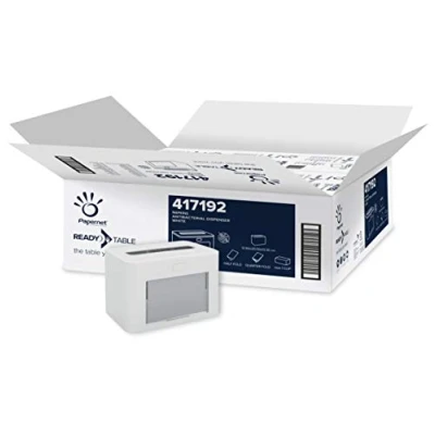 Image of Papernet Ready Table Dispenser for Interfolded Napkins with Technology 417192, Recycled and Antibacterial Plastic, 6 Pieces per Pack, Dimensions 12.6x13.3x20cm, Max. Capacity 1 Clip