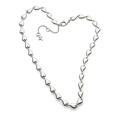Image of Kit Heath Rhodium Plated Sterling Silver Desire Kiss Linking Hearts Necklace,17&quot;