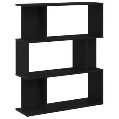 Image of vidaXL Bookcase Black Oak 4 Tier Engineered Wood Bookshelf 80x24x96 cm Freestanding Display Unit for Living Room/Office/Bedroom