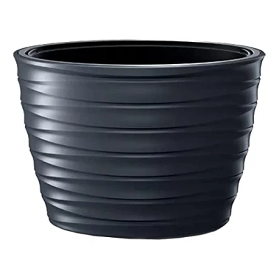 Image of Prosperplast Pot FREZE Oval 55L, with Tank, Dimensions (mm) 593x393x420, Color Anthracite, Grande