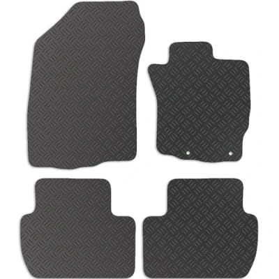 Image of Carsio Rubber Car Mats For Peugeot 4007 2007 2012 Tailored Fit Floor Mat Set Complete Accessory Black Custom Fitted All Weather &amp; Heavy Duty, Anti Slip Backing with Clips