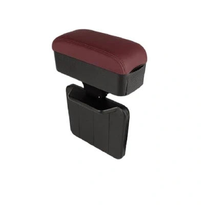 Image of Qirc Car Armrest Box Protector Center Console Extender Elbow and Forearm Wrist Support Adjustable Height Comfort Pad Universal (Red with cup holders)