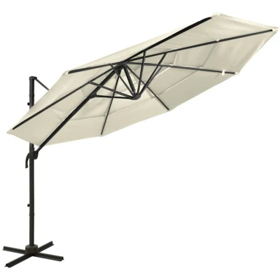 Image of vidaXL 4 Tier Garden Parasol with Aluminium Pole Sand 3x3 m