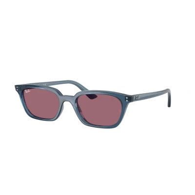 Image of Ray Ban Unisex RB4456 ZAYA 68121A Sunglasses Injected Blue Violet Pillow Normal