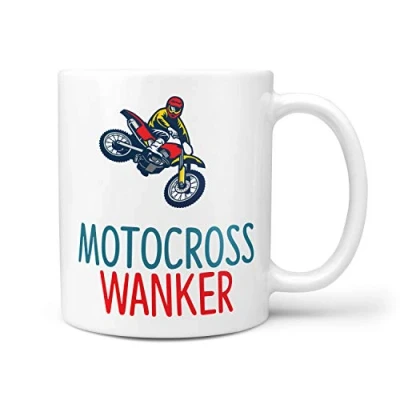 Image of TeHe Gifts Motocross Wanker Gift 10oz Ceramic Coffee Tea Present Birthday Mug