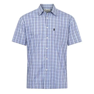 Image of Champion Mens Poole Country Casual Short Sleeve Shirt Blue 3XL