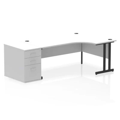 Image of Impulse 1800 RH Crescent Desk Cantilever White/Black 800 High Ped