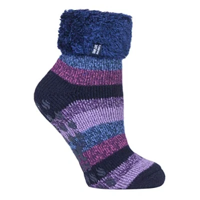 Image of HEAT HOLDERS Womens Fluffy Turnover Cuff Thermal Ankle Slipper Lounge Bed Socks with Non Slip Grips (4 8 uk, 37 42 eur, HHL18)