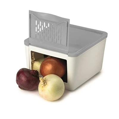 Image of SNIPS Onion Keeper,2 KG,22x19x1 cm, Food Storage Container For Onion, Vegetables and Shallot, White Grey Colour, Made in Italy, Bpa Free