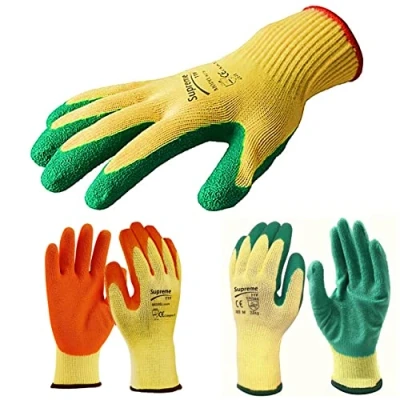 Image of Supreme TTF 120 Pairs Latex Rubber Coated Hand Safety Work Gloves For Builders Construction Gardening (Orange, XXL [Size 11])