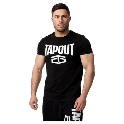 Image of Tapout Men&#039;s Active Basic Tee T Shirt, Black/White, L