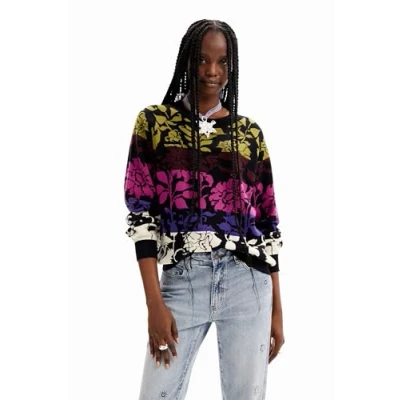Image of Desigual Tajo Tiered Multicoloured Floral Jumper 23WWJF05