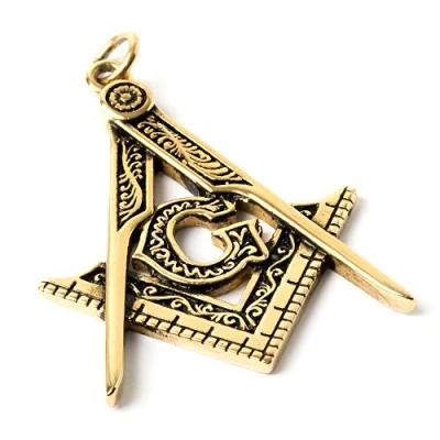 Image of THE MASONIC COLLECTION Ladies Antique Gold Pendant With &#039;G&#039; Symbol Square &amp; Compass Comes in Velvet Pouch A Useful Gift Accessory for Freemason Men