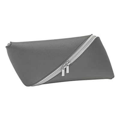 Image of WEDO&quot;SLOPE&quot; Pencil Case Space Saving 2 Zippers Easy to Clean charcoal