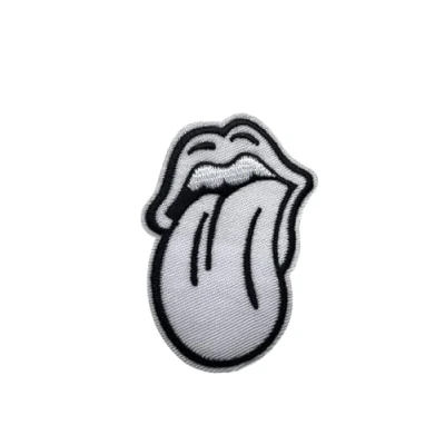 Image of Rolling Stones Tongue Badge Embroidered Patch Sew on or Iron (White)