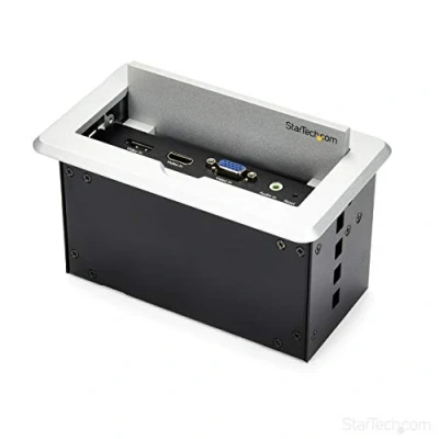 Image of StarTech.com Conference Table Connectivity Pop up Box with AV and Data Ports HDMI, VGA, DisplayPort to 4K HDMI Output (BOX4HDECP2)