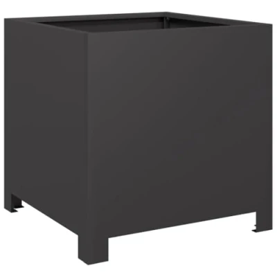Image of vidaXL Garden Planter Box Black Steel, 40x40x40 Outdoor Flower/Plant Pot for Gardens, Balconies, Patios, Elevated Pest &amp; Weed Protection