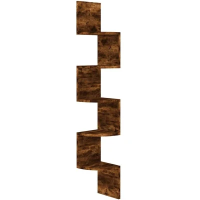 Image of vidaXL Wall Corner Shelf Smoked Oak 19x19x123 cm Engineered Wood
