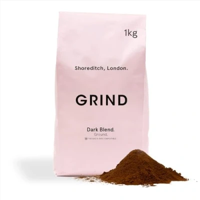 Image of Grind Dark Blend Ground Coffee 1kg Bag of Roast 100% Arabica Suitable for Cafetière, Moka Pot, AeroPress and Filter Brew Ethically Sourced