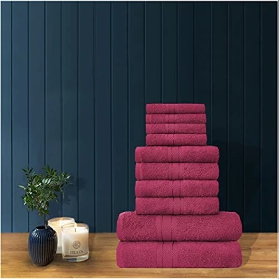 Image of GC GAVENO CAVAILIA Luxury Quick Dry Bath Sheet, 100% Egyptian Cotton Highly Absorbent Bathroom Towel Set, Toronto, Deep Red