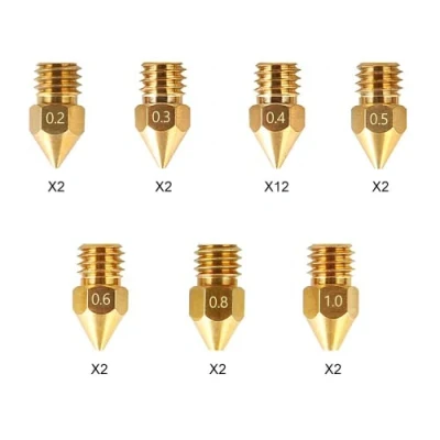 Image of Creality MK8 Ender 3 Nozzles 24 pcs 3D Printer Brass Extruder for Series and CR 10 0.2mm, 0.3mm, 0.4mm, 0.5mm, 0.6mm, 0.8mm, 1.0mm Nozzle Kit