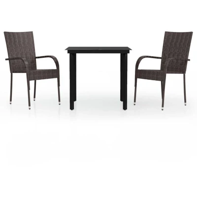 Image of 3 Piece Outdoor Dining Set Brown and Black vidaXL