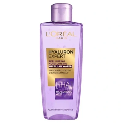 Image of L&#039;Oréal Paris Hyaluron Expert Replumping Micellar Water, Concentrated Hyaluronic acid, effectively removes makeup on face and eyes, hydrated softer skin, 200ml