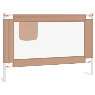 Image of vidaXL Bed Rail in Taupe Safety Guard for Toddlers with Adjustable Height, Suitable Mattresses 3 25cm Thick, Fabric Cover and Sturdy Metal Construction&#039;.