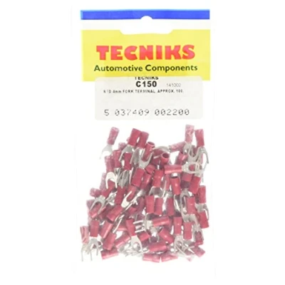 Image of 19x TECNIKS Pack of 100 4BA Red Fork Terminal 4mm C150