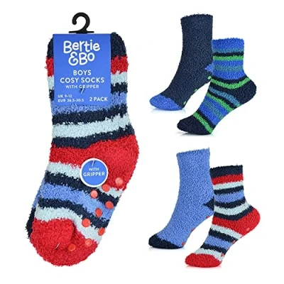 Image of Undercover 4 Pairs Boys Cosy Socks SK815 Blue Stripe (1x Each) 6