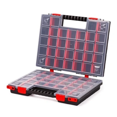 Image of Mivos Double Sided Assortment Box 399 x 303 100 mm 2 Sorting with 64 Adjustable Compartments Screw Accessory Sturdy Tool for Workshop Made in EU