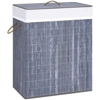 Image of vidaXL Bamboo Laundry Basket Grey 100 L