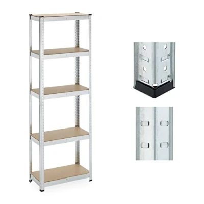 Image of Relaxdays Heavy Duty Shelving Unit, Silver, 180 x 60 45 cm