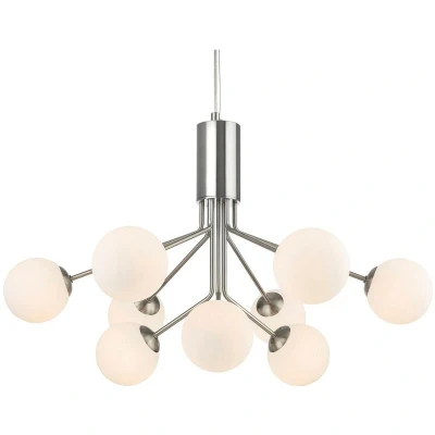 Image of Montana 9 Light Globe Fitting Brushed Steel with Opal White Glass