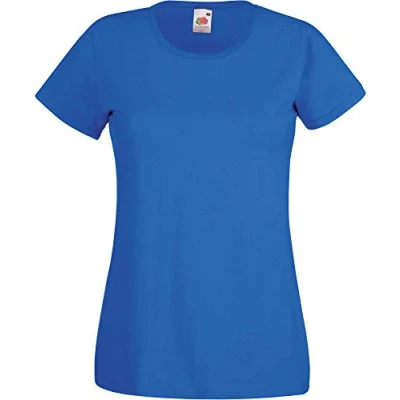 Image of Fruit of the Loom Ladies Fit Valueweight Colours Short Sleeve Cotton T Shirt, Blue Royal blue, Large