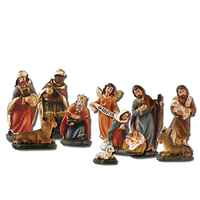 Image of Christmas Nativity Figurine Set Traditional Scene 10 Piece Resin 89297
