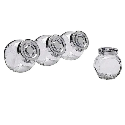 Image of IKEA RAJTAN Spice jar, glass, aluminium colour / 4 pack 15 cl