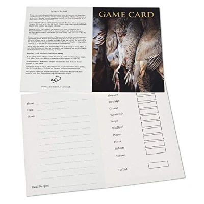 Image of 10 Shoot Game Cards Featuring English and French Partridge Image by Charles Sainsbury Plaice. Inside Contains Spaces for Guns Names, Record etc.