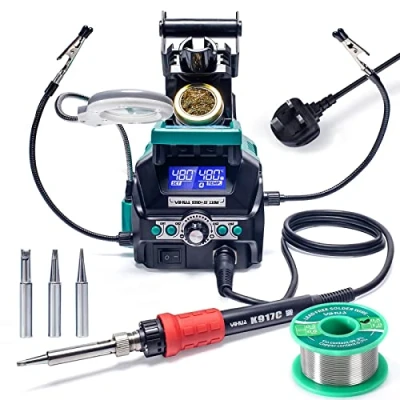 Image of YIHUA 939D+ III EVO Digital Soldering Iron Station Kit with 4 Preset Channels, Dual LCD Display System, Sleep Mode, 2 Helping Hands, a LED Magnifier Lens, and More for &amp; Desoldering(UK Plug)