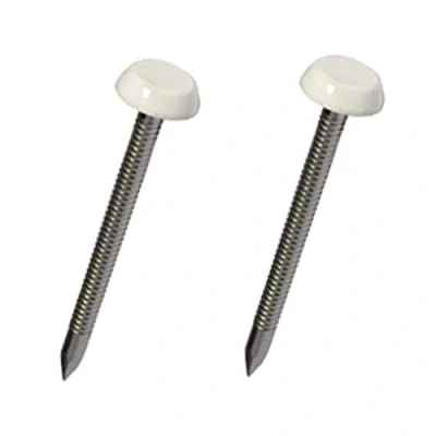 Image of 1000 x White UPVC 30mm Poly Top Pins Nails Plastic Headed Fascia Fixings Polytop