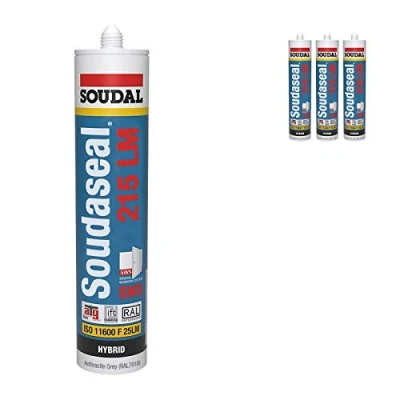 Image of 3 x Anthracite Grey Soudal SWS Sealant Hybird Polymer Silicone Low Modulus Airtight Soudaseal