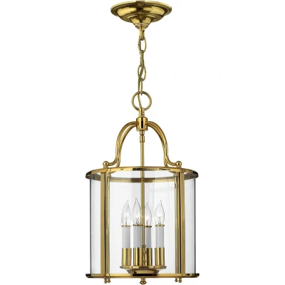 Image of Gentry 4 Light Medium Ceiling Lantern Pendant Polished Brass, E14