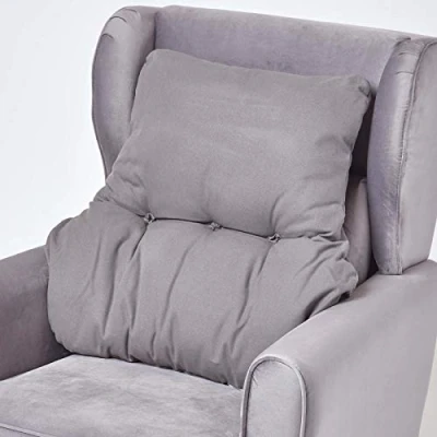 Image of HOMESCAPES Charcoal Grey Back Support Cushion Thick Lumbar for Armchair, Desk Chair or Sofa Soft 100% Cotton Orthopaedic Posture Cushion, 15cm Deep