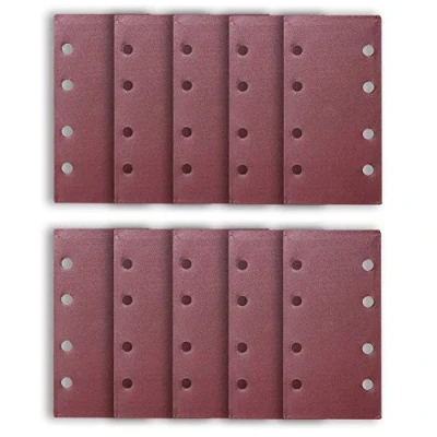 Image of ExcInter 10PCS 93x185mm Sandpaper Sanding Paper 8 Holes Loop Sand Sheet Punched 40 Grits Fit Rectangular Orbital Sander