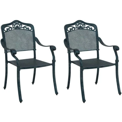 Image of vidaXL Garden Chairs 2 pcs Green Cast Aluminium