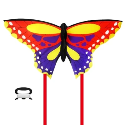 Image of Butterfly Kite 140x75cm for Kids and Adults,kites adults Beach Summer Outdoor Toy with 100 meters Flying Line Spool,Kite Trip &amp; Park Family Activities(Red)