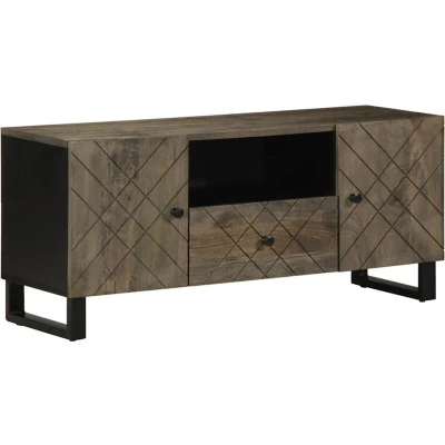 Image of vidaXL TV Cabinet Black 105x33x46 cm Solid Wood Mango