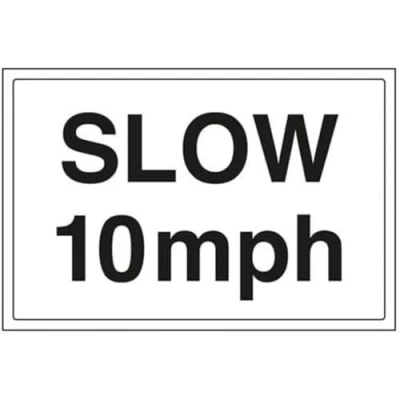 Image of V Safety Slow, 10mph Parking Sign 300mm x 200mm Self Adhesive Vinyl